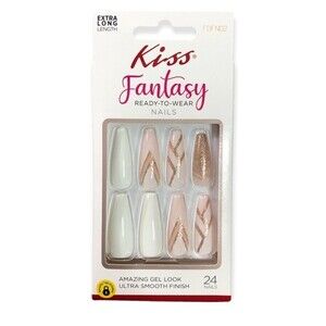 Kiss Gel Fantasy Sculpted Long Length Coffin Stick On Nails in Vice Verse
